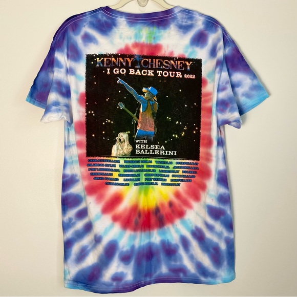 Kenny Chesney I Go Back Tour Concert T-shirt Shirt Tie Dye Medium Red Blue White - Picture 3 of 7